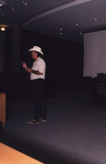 Chuck Hess gestures while speaking at a Florida Ornithological Society meeting in Tallahassee, Florida