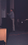 Dr. Ross Hinkle gestures while speaking at the 2000 fall Florida Ornithological Society meeting in Tallahassee, Florida