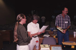 Julie Hovis smiles while discussing a paper with another guest at a Florida Ornithological Society meeting in Tallahassee, Florida