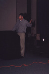 Dr. Ross Hinkle gestures to his left while speaking at the 2000 fall Florida Ornithological Society meeting in Tallahassee, Florida by Florida Ornithological Society