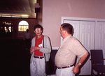 Two guests chat in an event hall in Fort Pierce, Florida