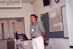 Dale E. Gawlik Gestures Mid-Presentation in Florida Gulf Coast University Classroom in Fort Myers by Florida Ornithological Society