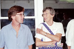 Seth Blitch and Betty Smyth Chat Animatedly in Apalachicola, Florida by Pamela J. Bowen