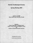 Agenda, Florida Ornithological Society, Spring 2003 Meeting, April 11-13, 2003