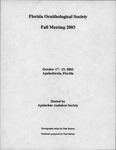 Agenda, Florida Ornithological Society, Fall 2003 Meeting, October 17-19, 2003
