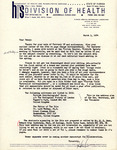 Correspondence: Henry M. Stevenson, Division of Health, March 5, 1974
