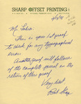 Letter, Fred Lohrer, Sharp Offset Printing, FFN Proof, February 13, 1978