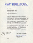 Correspondence: Fred Lohrer, Sharp Offset Printing, July 17, 1976