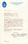 Letter, Fred Lohrer, Karen Cantrell, FFN Manuscripts, July 1, 1976