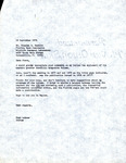 Letter, Fred Lohrer, Florida Field Naturalist, September 16, 1978