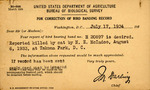 Bird Banding Record Correction, W. M. Davidson, July 17, 1934 by William M. Davidson