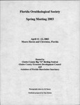 Agenda, Florida Ornithological Society, Spring 2003 Meeting, April 11–13, 2003