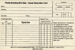 Florida Breeding Bird Atlas Casual Observation Card by Florida Ornithological Society
