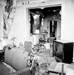 Fire damaged living room by Skip Gandy