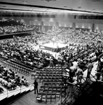 Audience watches wrestling A
