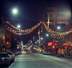Downtown Tampa at night, decorated for Christmas D