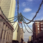 Franklin Street & Twiggs Street, looking east, decorated for Christmas B by Skip Gandy