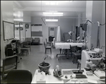 A desk overlooks a ward of hospital beds inside Bay Pines Veterans Affairs (V.A.) Hospital in St. Petersburg, Florida