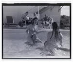 Four adults play games in an outdoor pool at Bay Pointe Condominiums in Tampa, Florida, B