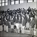 Students Line the Bleachers in the Gymnasium at Berkeley Preparatory School in Tampa, Florida by Skip Gandy