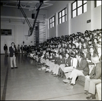 Students Wait on the Bleachers in the Gymnasium at Berkeley Preparatory School in Tampa, Florida by Skip Gandy