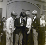 Four Boys Inspect a Soccer Award During a Ceremony at Berkeley Preparatory School in Tampa, Florida by Skip Gandy