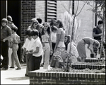 Students Mingle in a Brick Courtyard Between Classes at Berkeley Preparatory School in Tampa, Florida by Skip Gandy