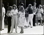 Three Girls Chat Outside After School at Berkeley Preparatory School in Tampa, Florida by Skip Gandy