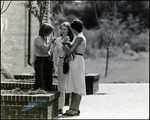 Three Girls Chat With Sodas in the Courtyard at Berkeley Preparatory School in Tampa, Florida by Skip Gandy