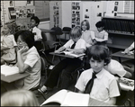 Children Smile at the Camera While in Class at Berkeley Preparatory School in Tampa, Florida, A by Skip Gandy