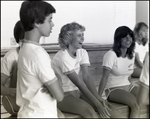 Students in Gym Clothes Laugh From the Bleachers at Berkeley Preparatory School in Tampa, Florida by Skip Gandy