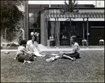 Three Girls Study in the Grass Outside Berkeley Preparatory School in Tampa, Florida, B by Skip Gandy