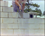 A Construction Worker Lays Bricks for a Building in Beverly Hills, Florida, A