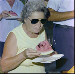 Woman Eats Watermelon Slice in Beverly Hills, Florida, C by Skip Gandy