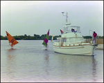 Windsurfers Sail Beside Boat at Burnt Store Marina Seafood Festival in Punta Gorda, Florida, A by Skip Gandy