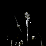 Benny Goodman Speaking While Holding Clarinet, Tampa, Florida by George Skip Gandy IV