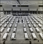 People Standing Around Banquet Tables and Chairs, Tampa, Florida by George Skip Gandy IV