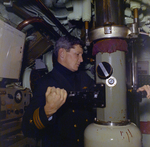 Thomas LeRoy Collins Jr. Operating Equipment Inside a Submarine, Tampa, Florida, C by George Skip Gandy IV