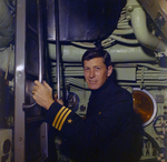 Thomas LeRoy Collins Jr. Holding Onto Ladder Inside Submarine, Tampa, Florida, A by George Skip Gandy IV