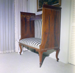 Side View, Loveseat Bench with Striped Green Upholstery, A by George Skip Gandy IV