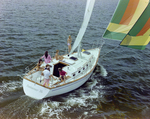 Endeavour 35 Yacht Sailing With a Striped Patterned Sails, Q by George Skip Gandy IV