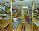 Endeavour Yacht Interior With a Blue Seating Area, B by George Skip Gandy IV