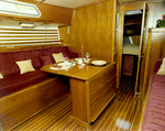 Endeavour Yacht Interior With a Red Seating Area, E by George Skip Gandy IV