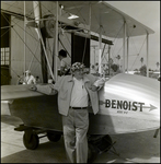 Man Leaning on Benoist Model 14-B Flying Boat, C