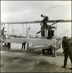 Men Working on Benoist Model 14-B Flying Boat Outside Airplane Hanger, B