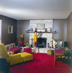 Woman Posing by Fire Place, Exchange National Bank by George Skip Gandy IV