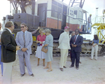 Attendees Near Cranes at Black Point Barge Launch, Misener Industries, A by George Skip Gandy IV