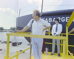 Man Speaks to Audience at Seabarge 251 Launch, Misener Industries, A by George Skip Gandy IV