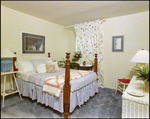 Bedroom with Floral Curtains and Blue Carpet, A by George Skip Gandy IV