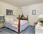 Bedroom with Floral Curtains and Blue Carpet, B by George Skip Gandy IV